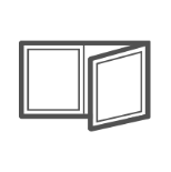 A black and white image depicting a window with a simple frame and clear glass panes.