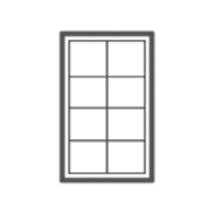 A black and white image depicting a window with a simple frame and clear glass panes.
